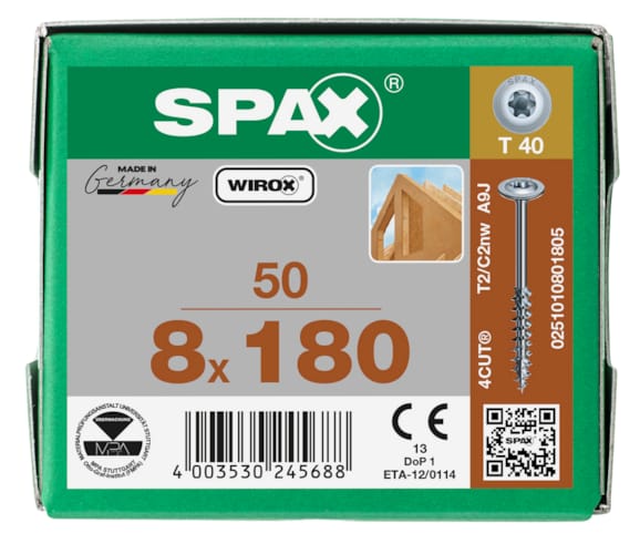 SPAX vis HI.FORCE WIROX - 8x180 (bte 50 pces)