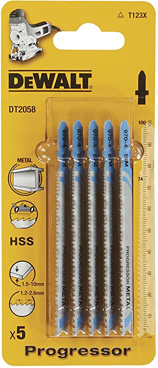 Stanley 5 Lames de Scie HSS "Progressor" Pour Tôles 1,5-10 mm, Tuyaux, Profils, Aluminium jusqu'à 10