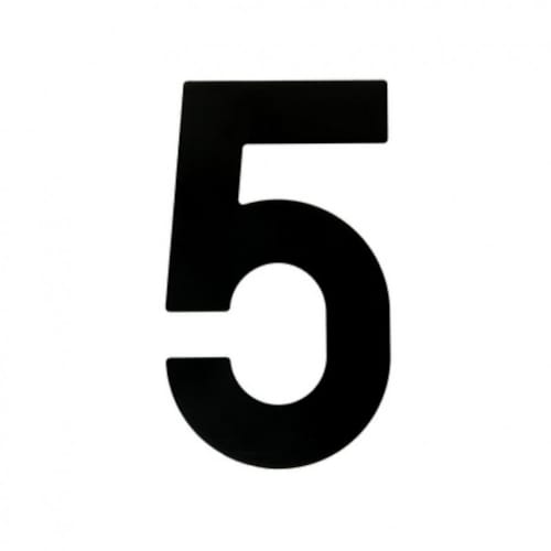 Chiffre Plat 5 Noir pour numéro de maison