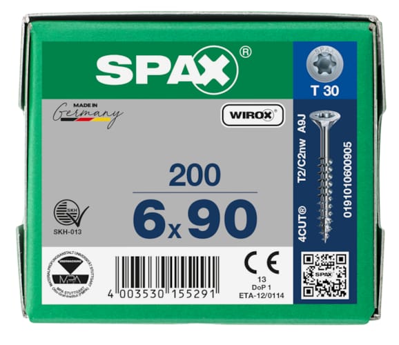 SPAX vis TX WIROX - 6x90 (boite 200 pces)