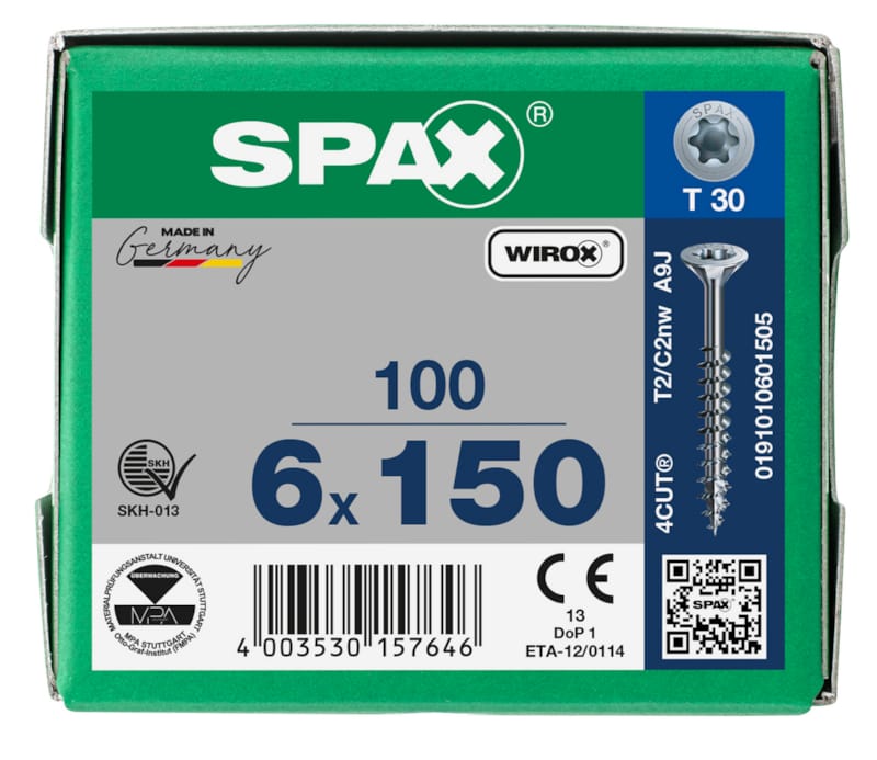 SPAX vis TX WIROX - 6x150 (boite 100 pces)