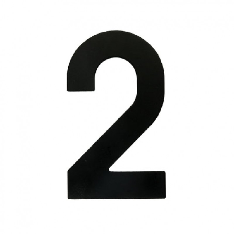 Chiffre Plat 2 Noir pour numéro de maison