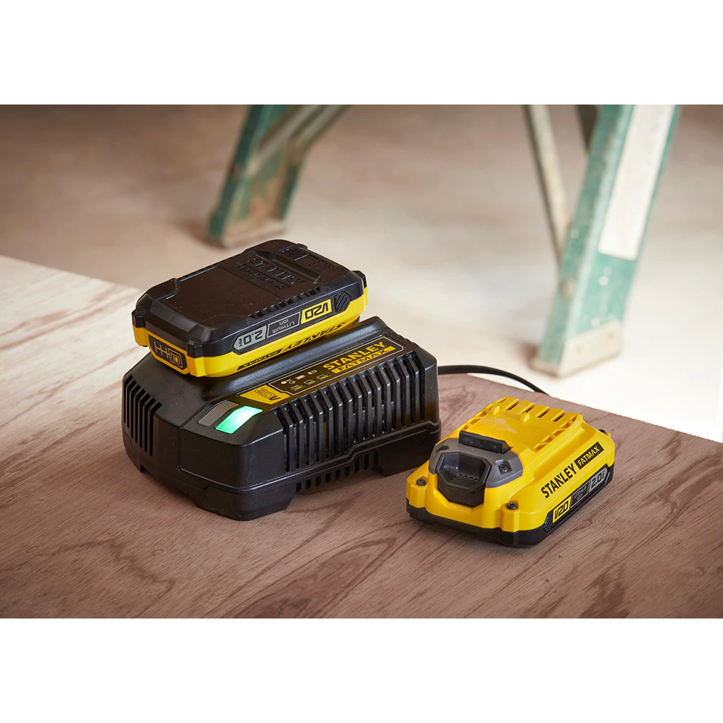 Stanley Fatmax Coffret V20 18V Visseuse à Choc Brushless 3 Vitesses 2x2.0Ah Chargeur 2A Coffret
