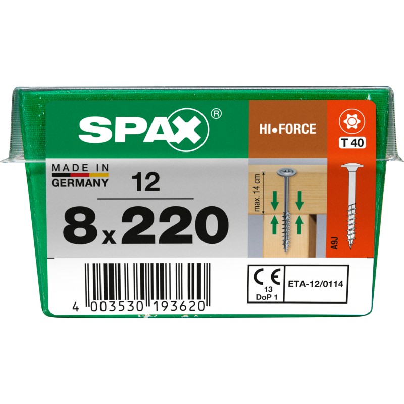 SPAX vis HI.FORCE WIROX - 8x220 STK (bte 12 pces)