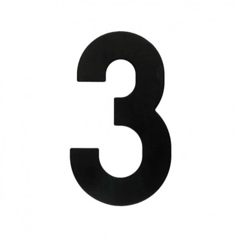 Chiffre Plat 3 Noir pour numéro de maison